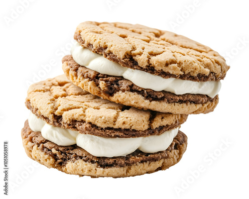 Crunchy sandwich cookies filled with velvety cream, Transparent PNG,  clipping path