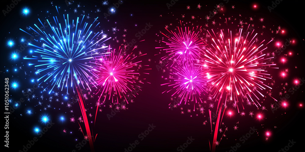 Fototapeta premium Colorful fireworks exploding in night sky creating festive atmosphere