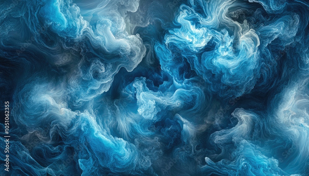 Obraz premium Abstract Swirling Blue and White Patterns - Digital Art Design