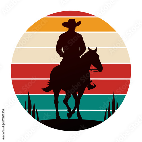 a cowboy riding off into the sunset silhouette