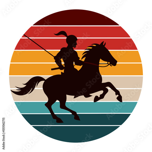 a knight on horseback charging into battle