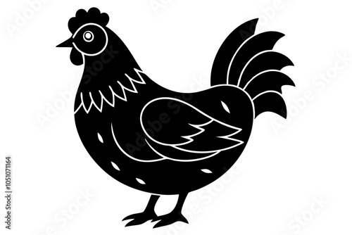 Beautiful black  easter chicken vector silhouette 