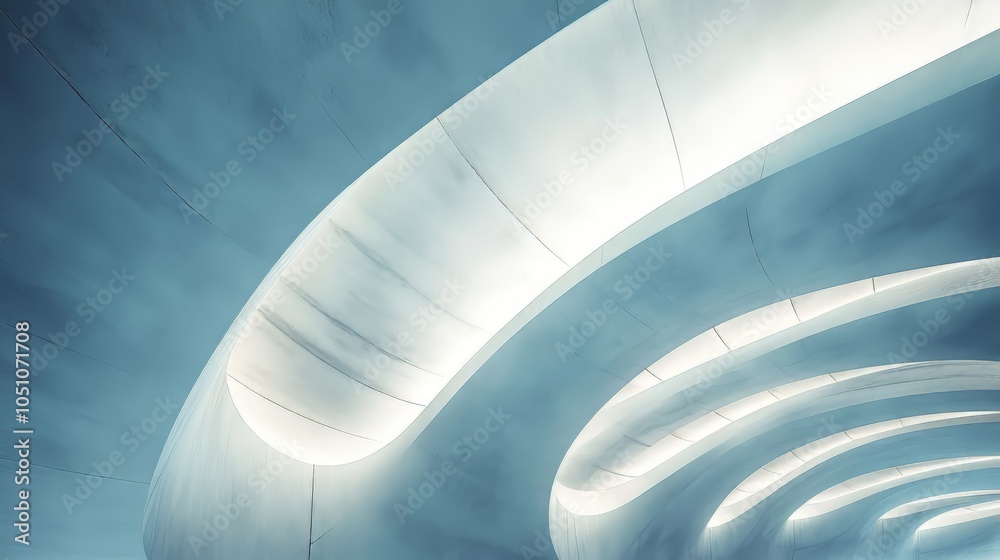 Fototapeta premium Art and design of architecture ceiling - modern curve pattern. architecture modern. Ultra realistic. Photorealistic