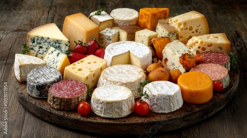 Rustic Cheese Platter with Artistic Presentation photo