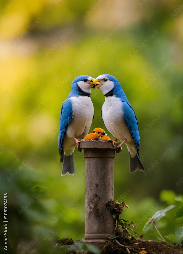 Obraz premium Love birds blu color 