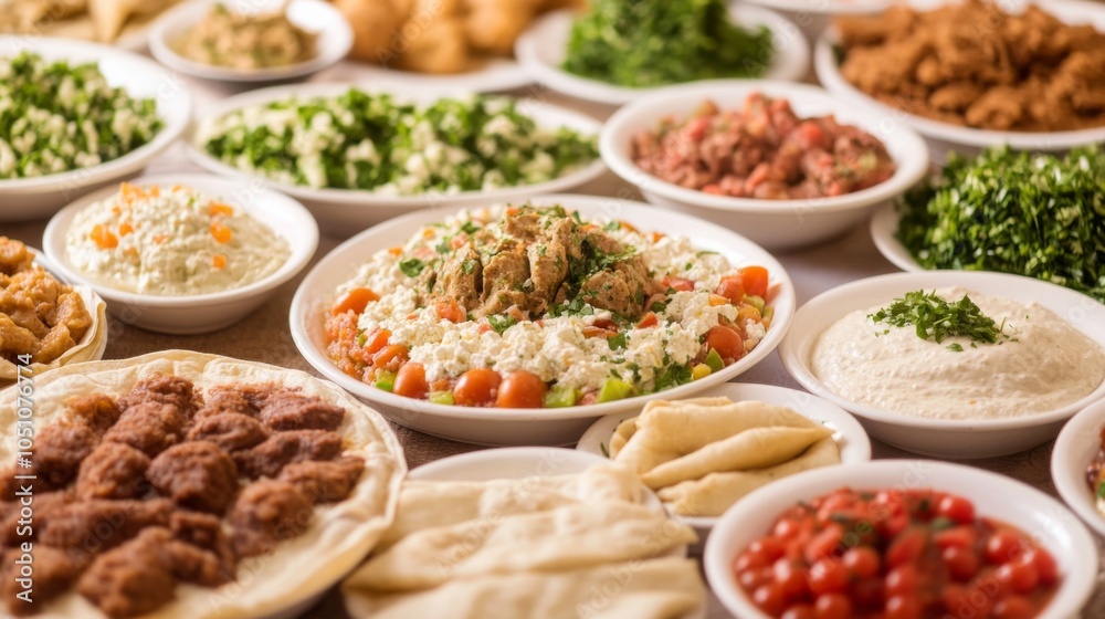 Traditional Cuisine with Artistic Food Arrangement Traditional Cuisine with Artistic Food Arrangement