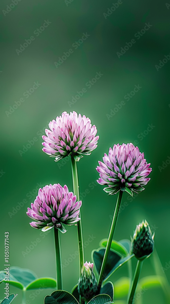 Fototapeta premium Pink clover flowers bloom in a field