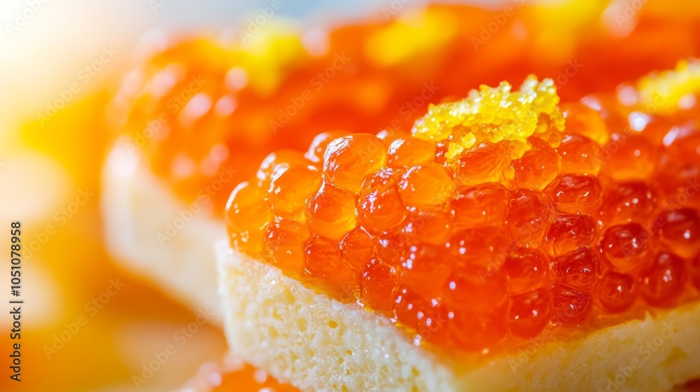 Fresh Caviar on Toast with Lemon Zest Close Up Fresh Caviar on Toast with Lemon Zest Close Up