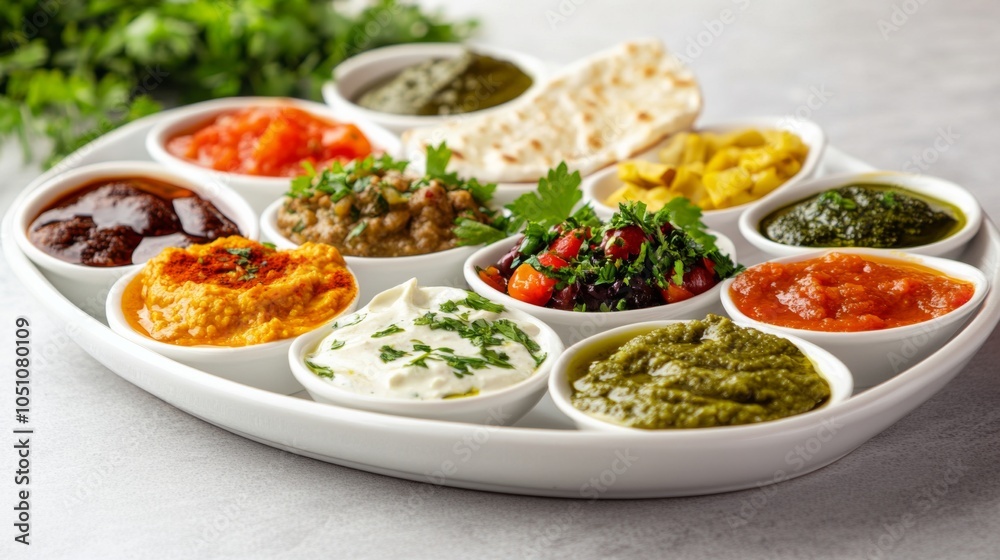 Variety of Dips on a Mezze Platter Variety of Dips on a Mezze Platter