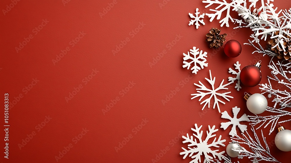 Fototapeta premium Festive Christmas Card with Snowflake Border Design