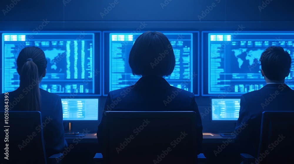 Business Team Analyzing Data in Futuristic Environment