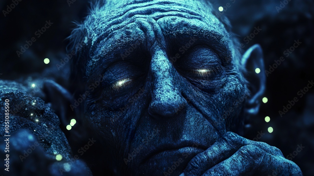 Obraz premium Glowing Eyes in the Dark: A Mystical Portrait