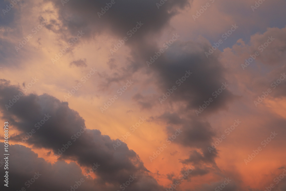 Beautiful view of blue sky with fluffy clouds