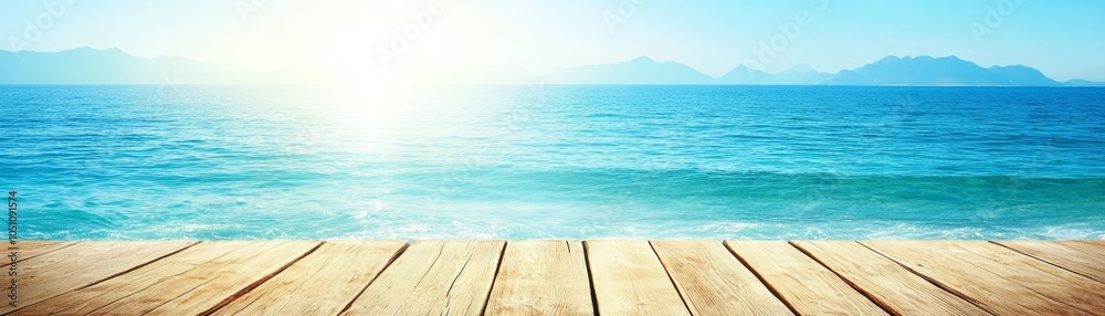 Fototapeta premium Serene oceanfront deck, experience tranquility with breathtaking coastal views tranquil