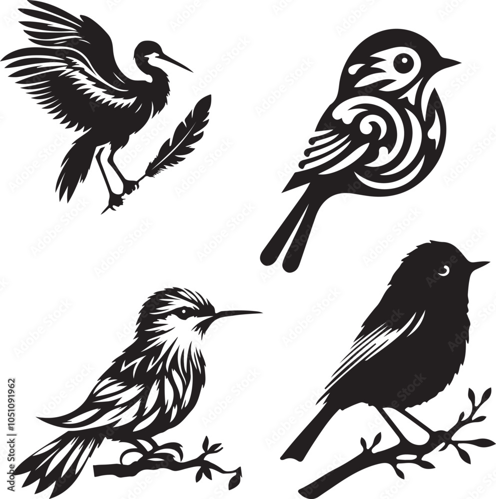 Solid icon set bird Royalty Free Vector Image Solid icon set bird Royalty Free Vector Image