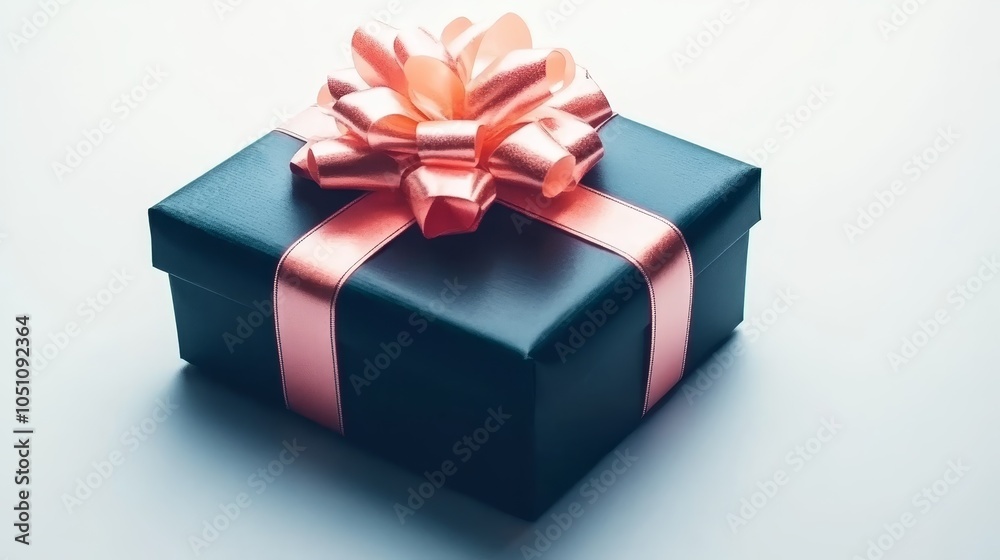 Obraz premium Exquisite black gift box with delicate pink ribbon, the epitome of elegance and celebration