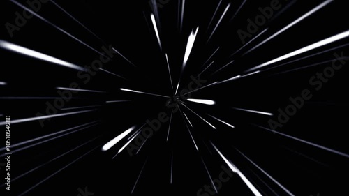 Abstract comic light zoom speed lines moving animation on black background