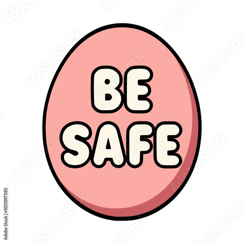 pink sticker be safe fashion lifestyle vector illustration template design