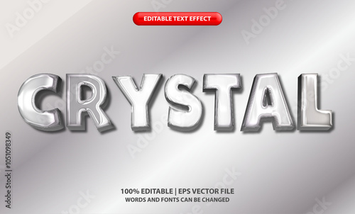 Crystal editable text effect template, shiny silver neon effect, movie title style