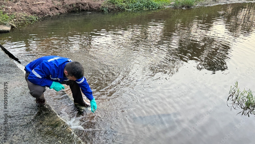 Biologist is actively monitoring water quality and contaminants in the water. Biologist is actively monitoring water quality and contaminants in the water.