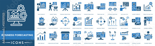 Business forecasting icon. Sales Forecast, Market Trends, Financial Projections, Revenue Forecast, Demand Forecasting photo