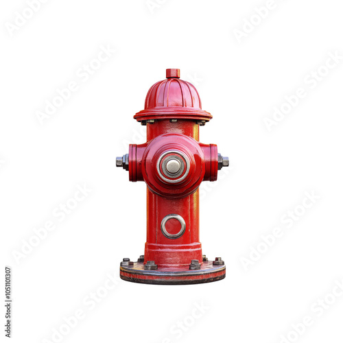 Red Fire Hydrant Isolated on White Background.