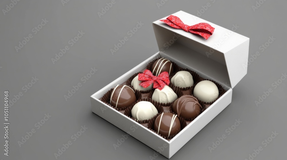 Elegant Box of Chocolates with 3D Style and Studio Lighting Elegant Box of Chocolates with 3D Style and Studio Lighting