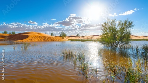 Floodwaters Pooling in the Sahara Desert Landscape photo