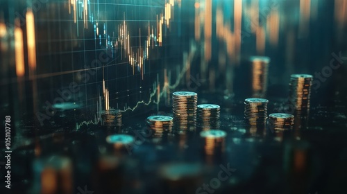 3D stock trading graph background in market, 3d bank trading vector icon for investment illustration