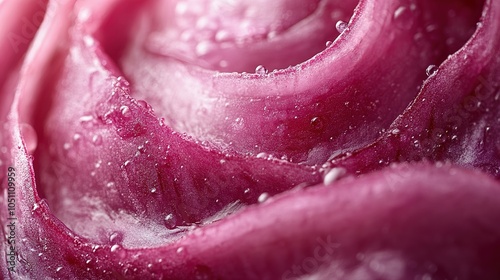 Close-up of a Red Onion Petal with Water Droplets photo