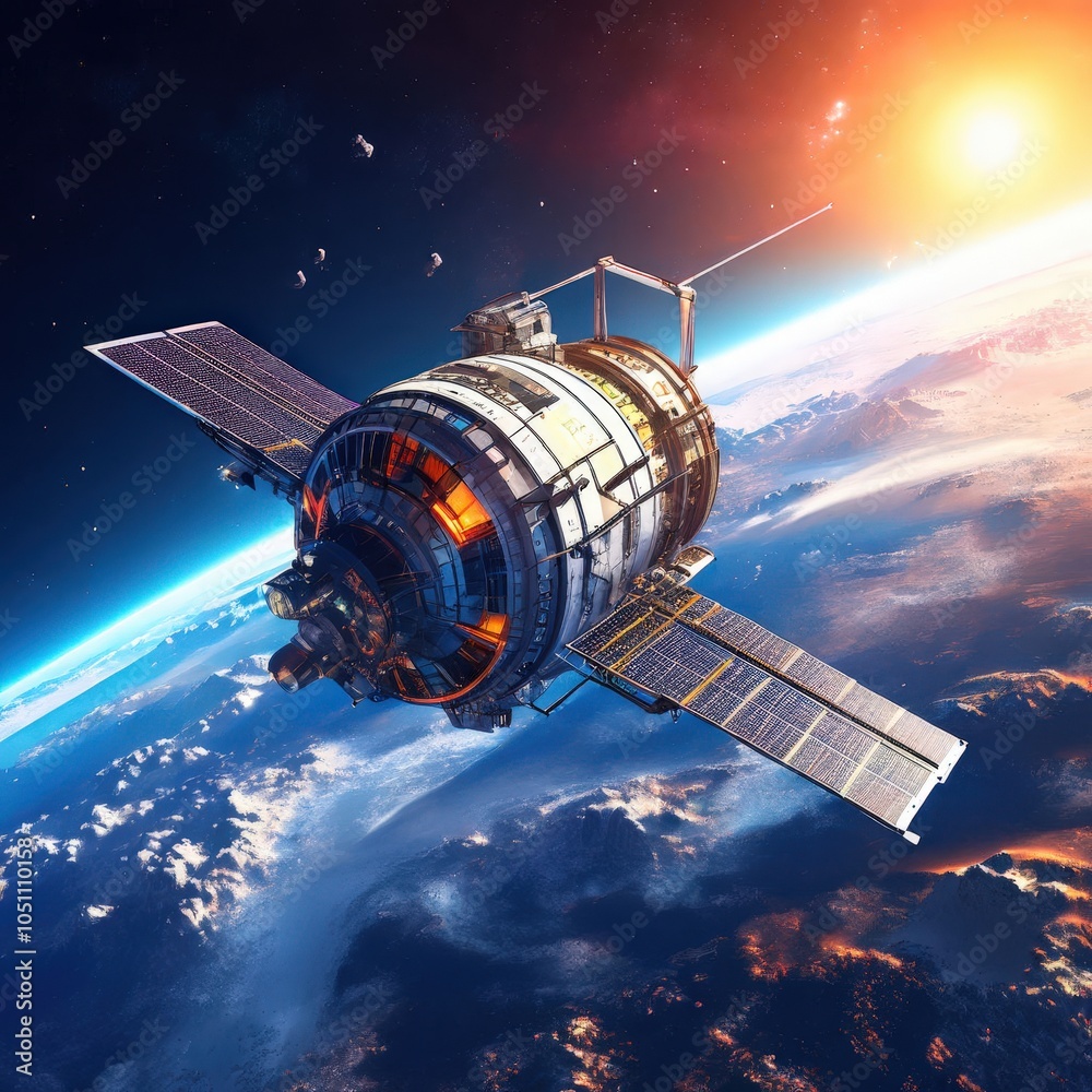 Obraz premium the AI Image Generator, Space telescope orbiting planet earth