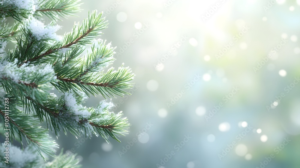 Evergreen tree branch with a soft blurred background Evergreen tree branch with a soft blurred background