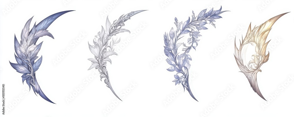Fototapeta premium Elegant and intricate design of ornamental feathers in various colors, showcasing artistic flair and creativity.