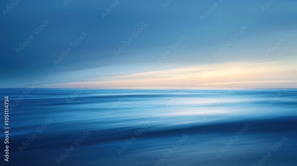 Obraz premium A serene landscape of the deep blue sea at twilight,