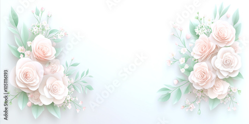 A white background with a pink flower bouquet on it. The flowers are pink and green. The bouquet is arranged in a way that it looks like it is in a vase