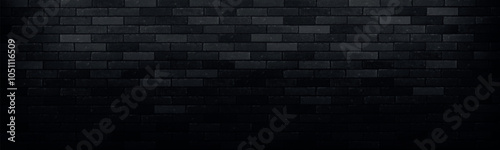 Vector realistic black brick wall background.