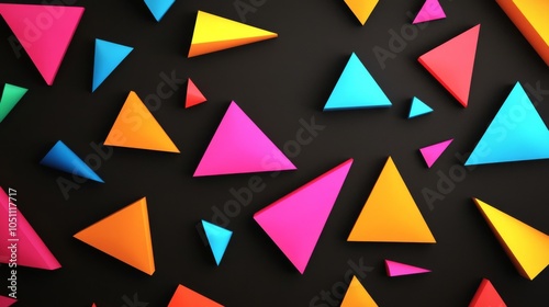 Colorful Triangles Arranged on a Black Background