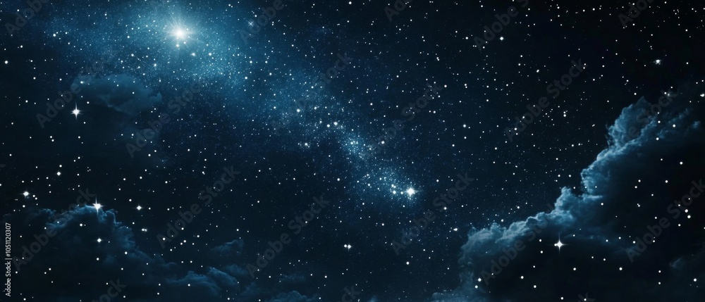 Obraz premium Night Sky with Clouds and Stars