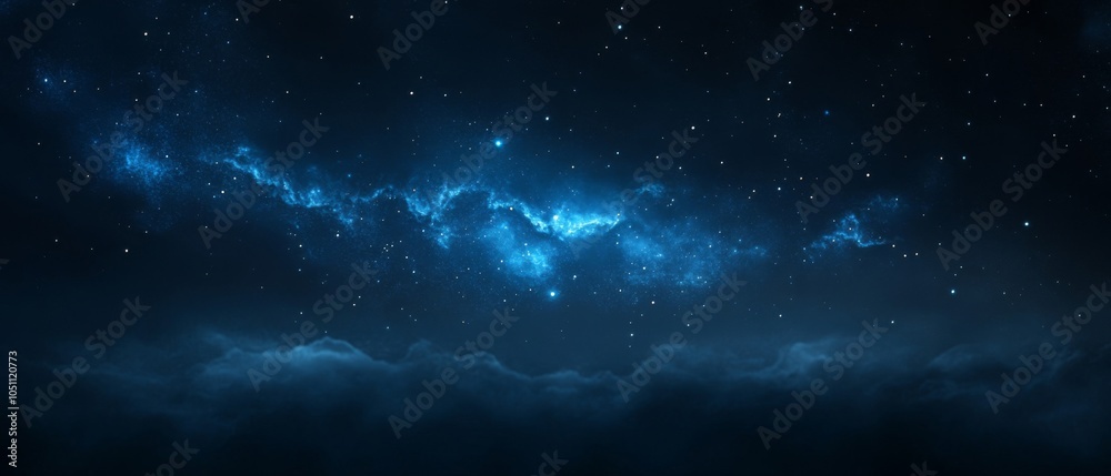 Obraz premium Starry Night with a Nebula Over a Bank of Clouds