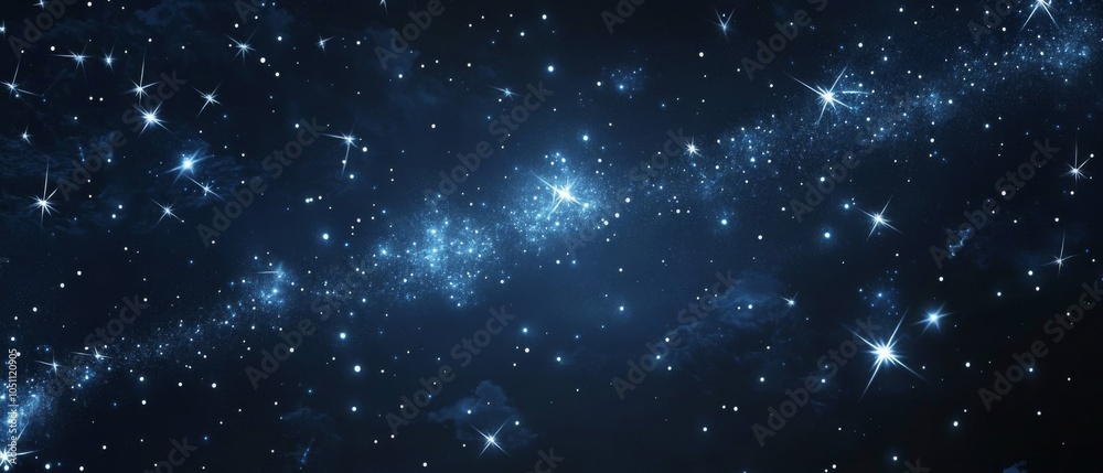 Obraz premium A Dark Blue Night Sky Filled with Stars and Nebulae
