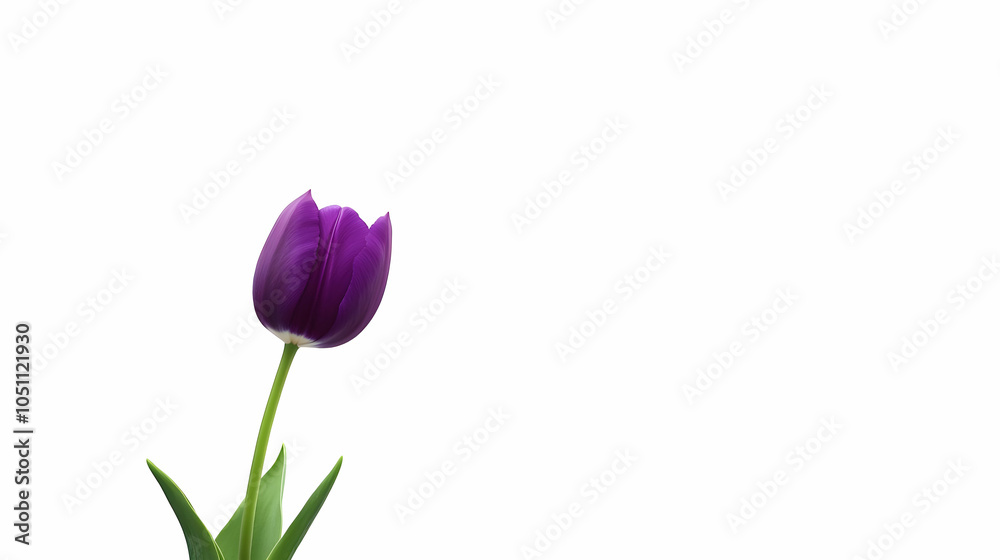 Nauture and Flower Background - A single purple tulip stands gracefully against a white background. Nauture and Flower Background - A single purple tulip stands gracefully against a white background.