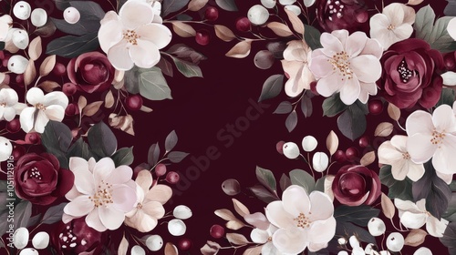 Vibrant red and white floral pattern on a colorful background for spring summer design