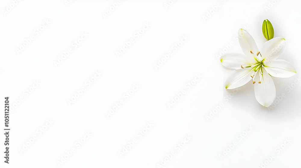 Obraz premium Nauture and Flower Background - A delicate white lily flower on a minimalist background, symbolizing purity and elegance.