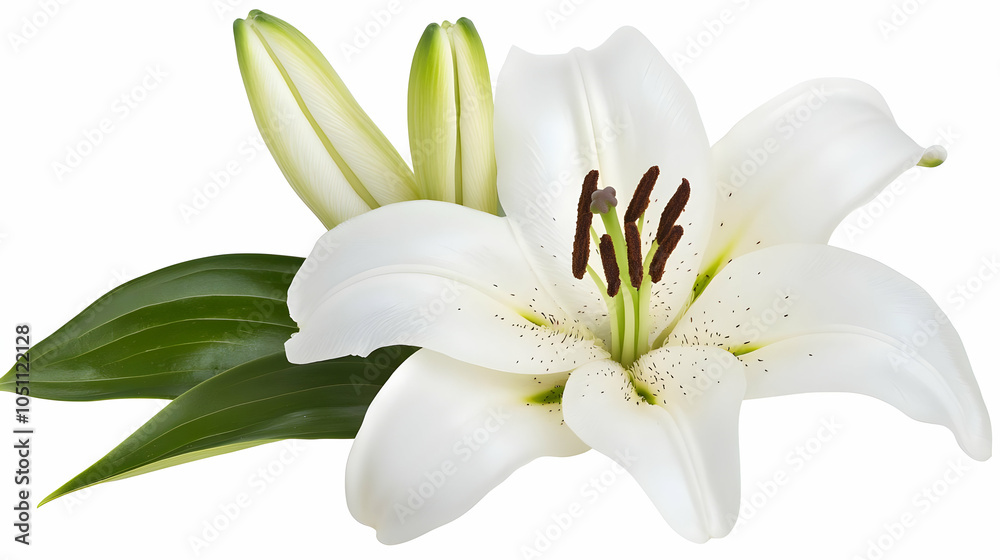 Nauture and Flower Background - A beautiful white lily flower with green buds and leaves, symbolizing purity and elegance. Nauture and Flower Background - A beautiful white lily flower with green buds and leaves, symbolizing purity and elegance.