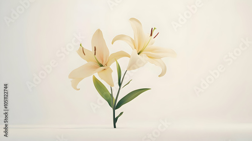 Nauture and Flower Background - Two elegant lilies in soft lighting, symbolizing beauty and tranquility.