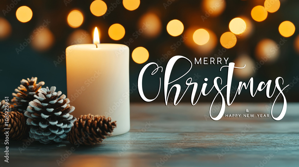 Winter Table Setting with Candle and Christmas Decor Winter Table Setting with Candle and Christmas Decor
