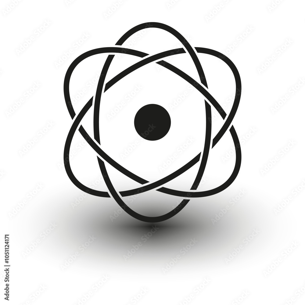 Atom symbol icon. Scientific vector illustration. Atomic structure graphic. Physics concept design. Atom symbol icon. Scientific vector illustration. Atomic structure graphic. Physics concept design.