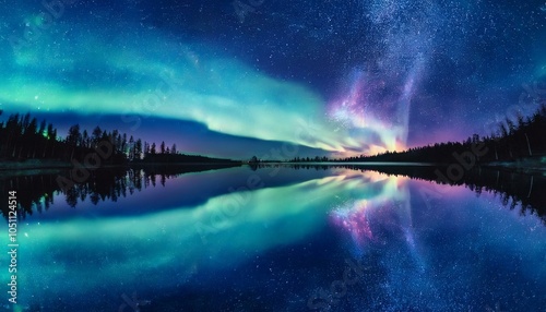 オーロラが出た海辺