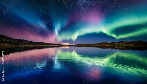 オーロラが出た海辺