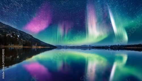 オーロラが出た海辺